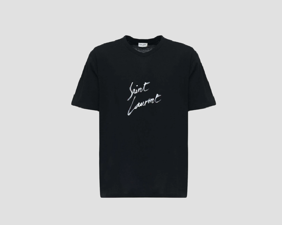 SAINT LAURENT SIGNATURE LOGO BLACK T-SHIRT 480406YB1GN9787