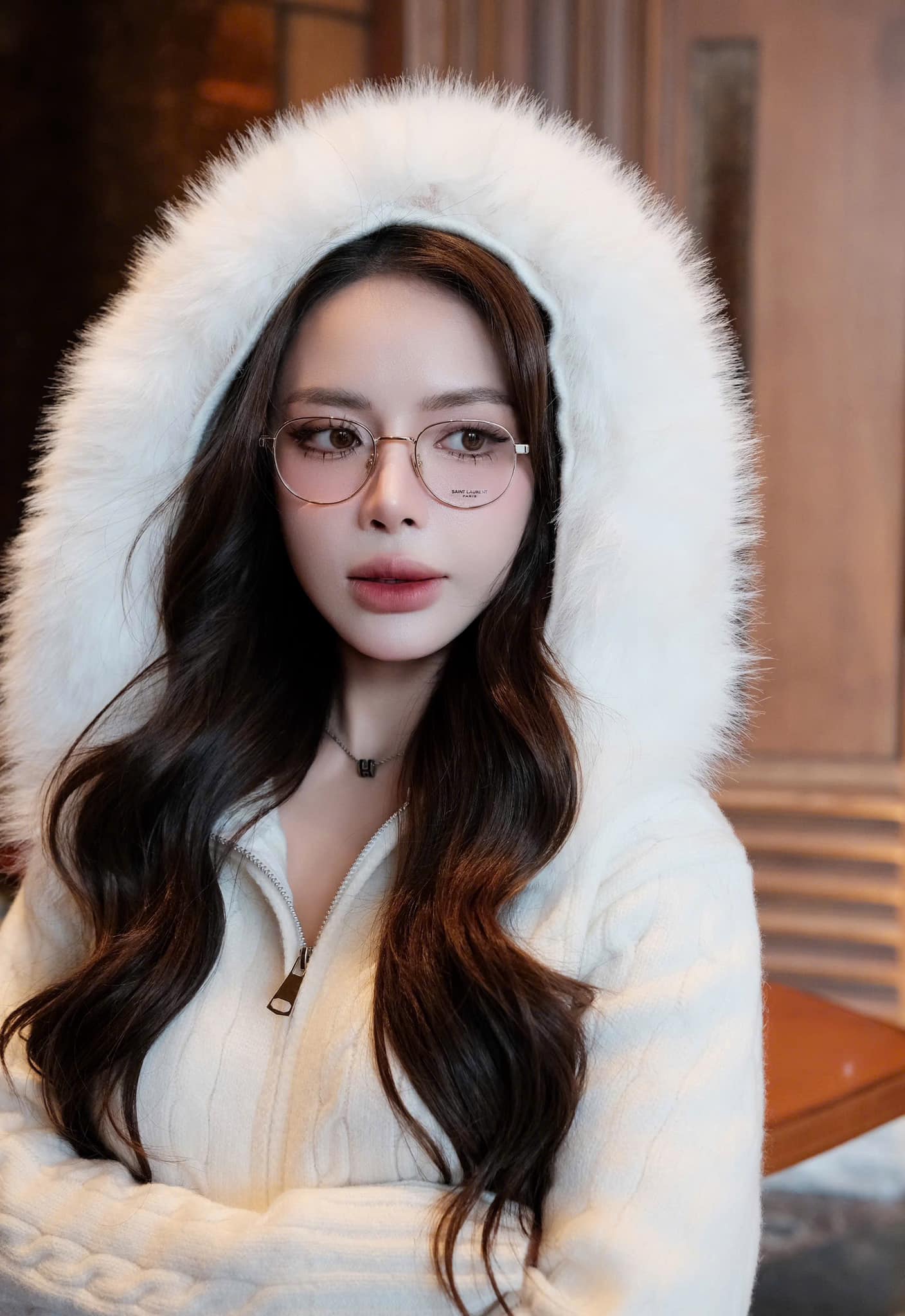 nữ đeo kính SAINT LAURENT SL 555 OPT 002 SILVER EYEGLASSES