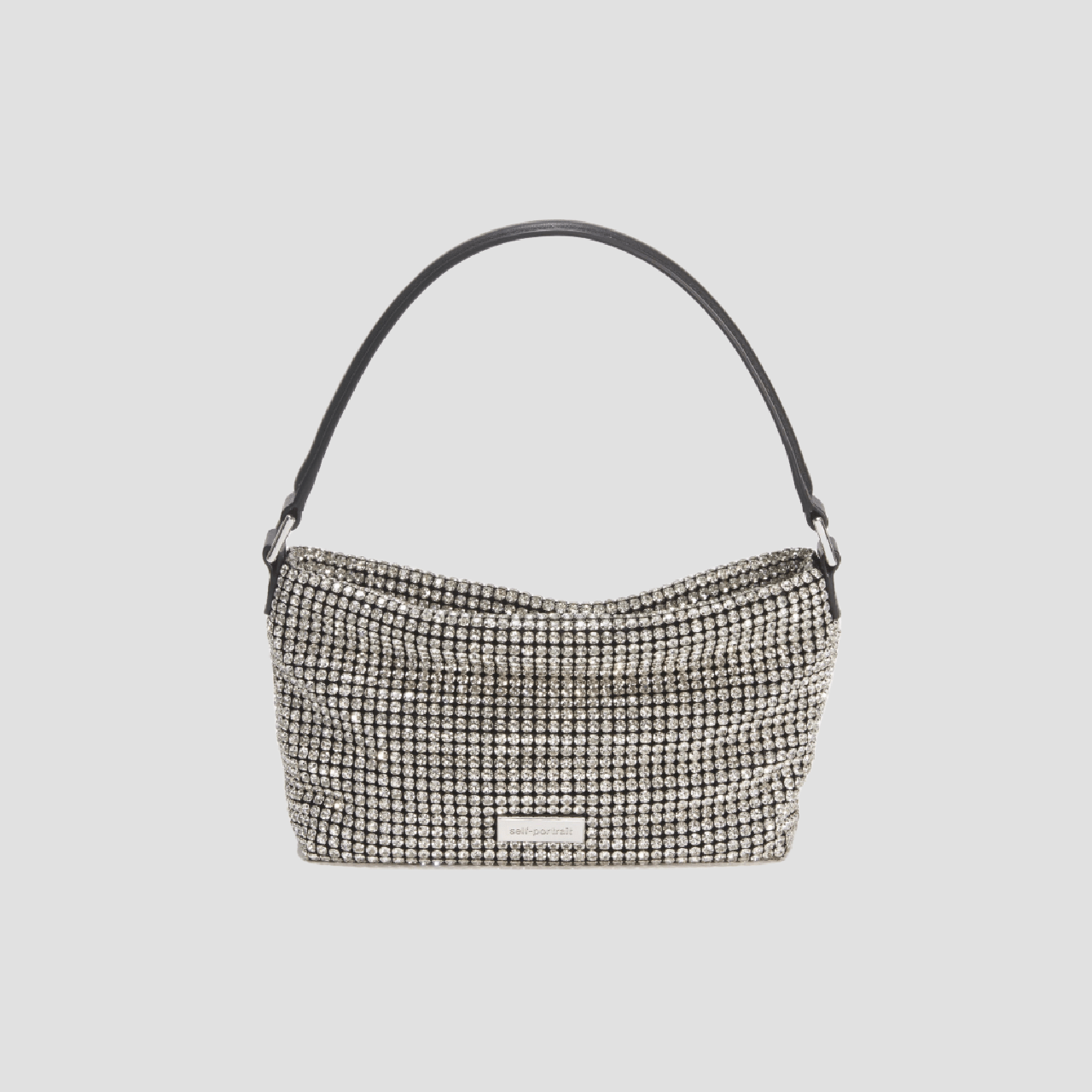 Self-Portrait Silver Diamante Small Hobo Bag SS24-305-SIL