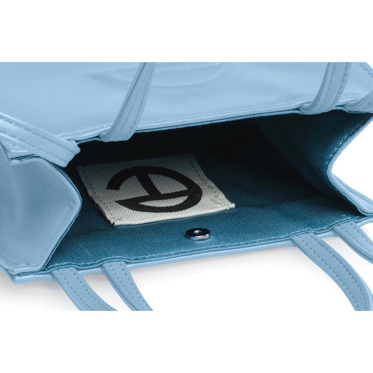 chi tiết túi TELFAR SMALL SHOPPING BAG POOL BLUE