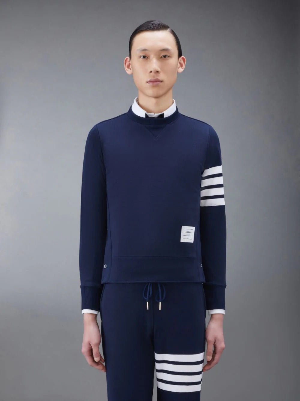 áo THOM BROWNE NAVY CLASSIC LOOPBACK 4-BAR SWEATSHIRT MJT021H-00535-461
