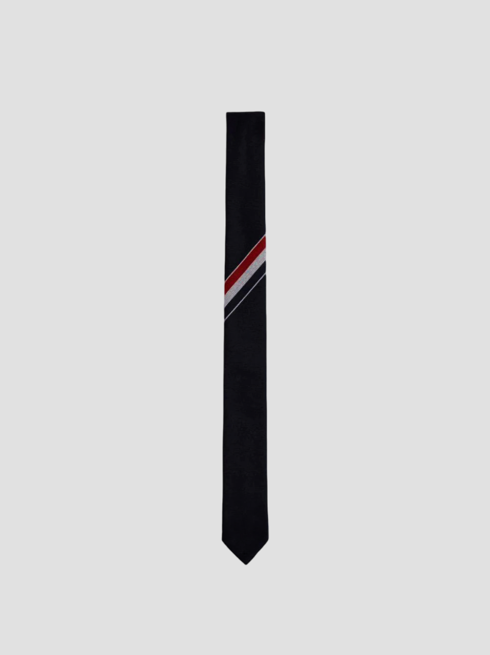 THOM BROWNE NAVY ENGINEERED STRIPE NECKTIE IN WOOL MNL022A03532415