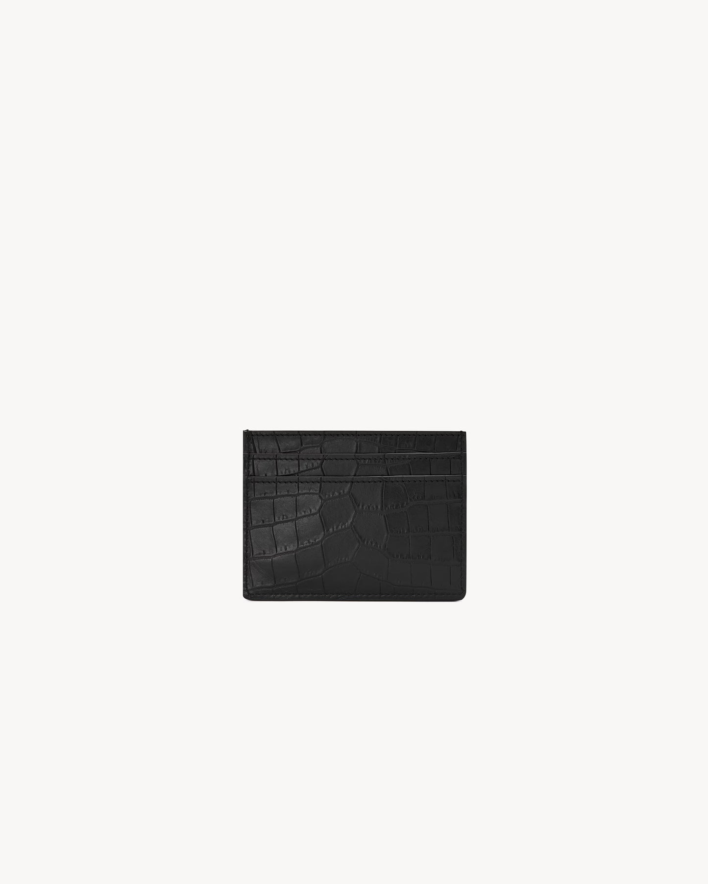 mặt sau ví SAINT LAURENT TINY CASSANDRE CARD CASE IN CROCODILE-EMBOSSED MATTE LEATHER 607603DZE0W1000