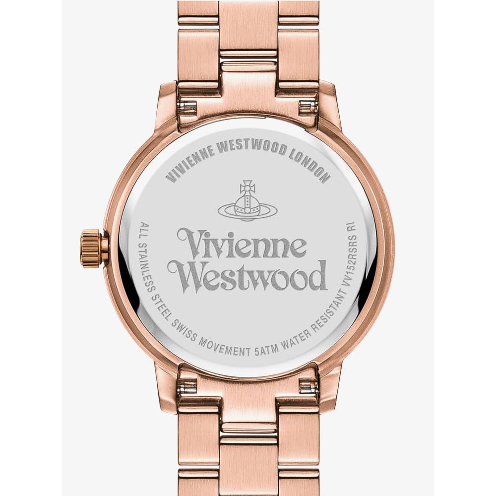 mặt sau mẫu nữ đeo đồng hồ VIVIENNE WESTWOOD BLOOMSBURY ROSE GOLD WATCH VV152RSRS