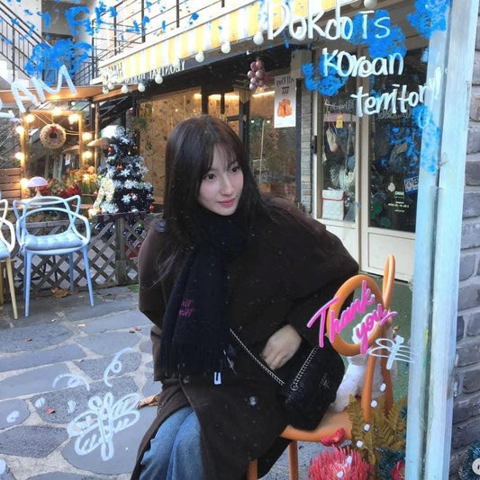 wearing Vivienne Westwood Embroidered Scarf Black 81030007-W00Q7