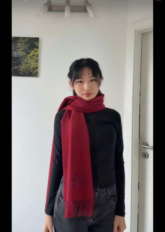 wearing Vivienne Westwood Embroidered Scarf Red 81030007-W00Q7