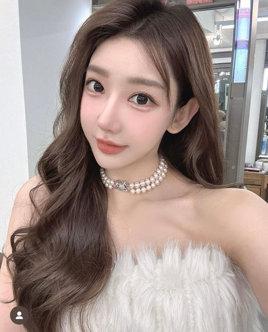 wearing Vivienne Westwood Silver Graziella Two‑Row Pearl Choker 63030021-02P132-IM