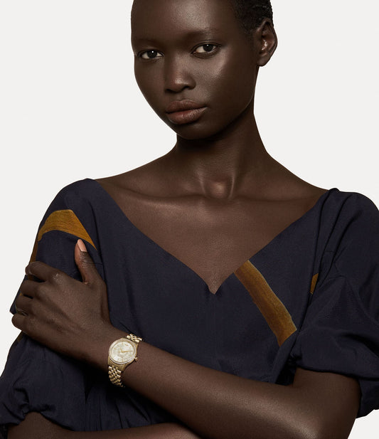 wearing Vivienne Westwood Little Wallace Gold Watch VV327LCPGD 8050164231125