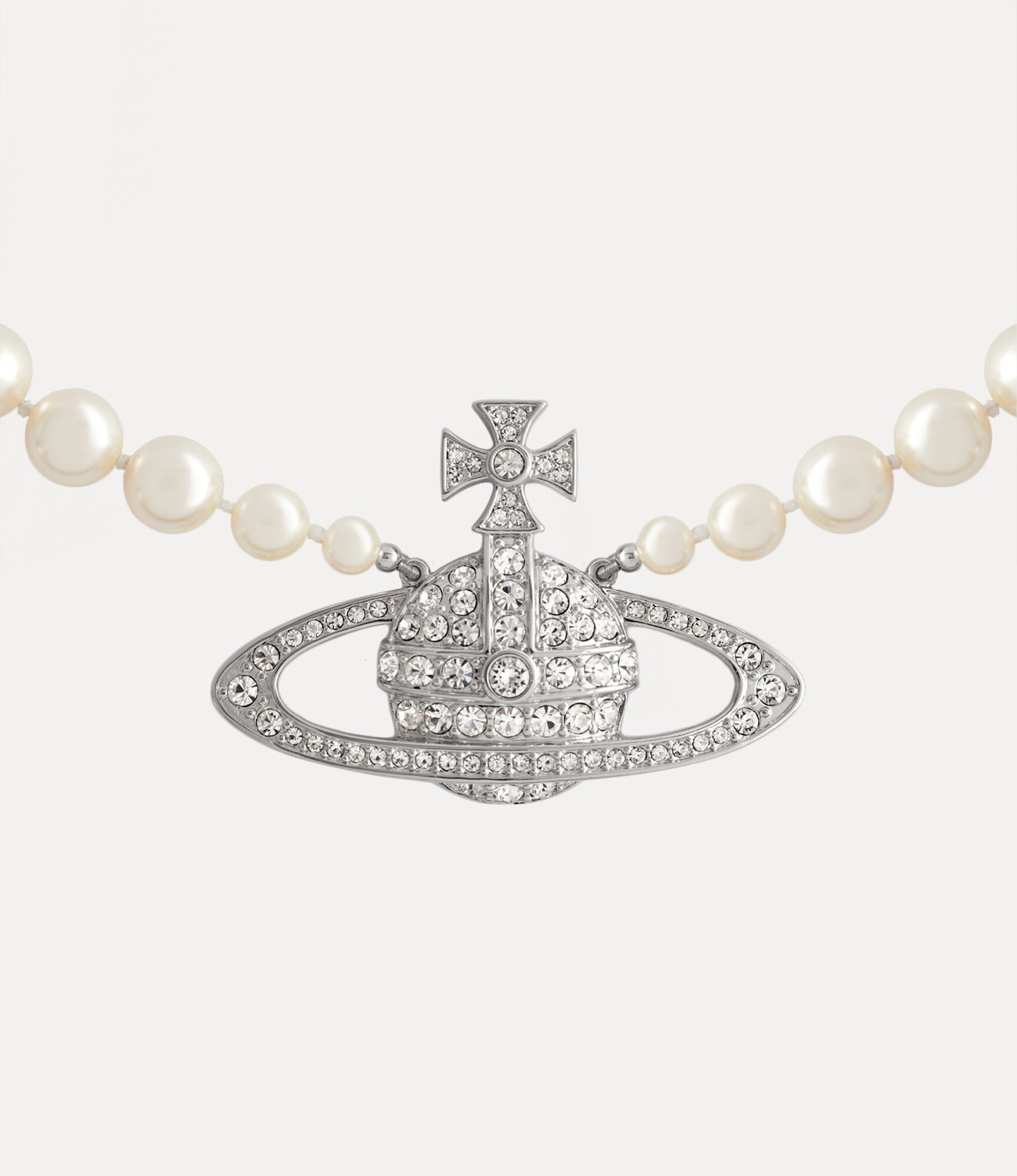 chi tiết VIVIENNE WESTWOOD NECKLACE MAN. BAS RELIEF PEARL SILVER 63010106-02p104-cn