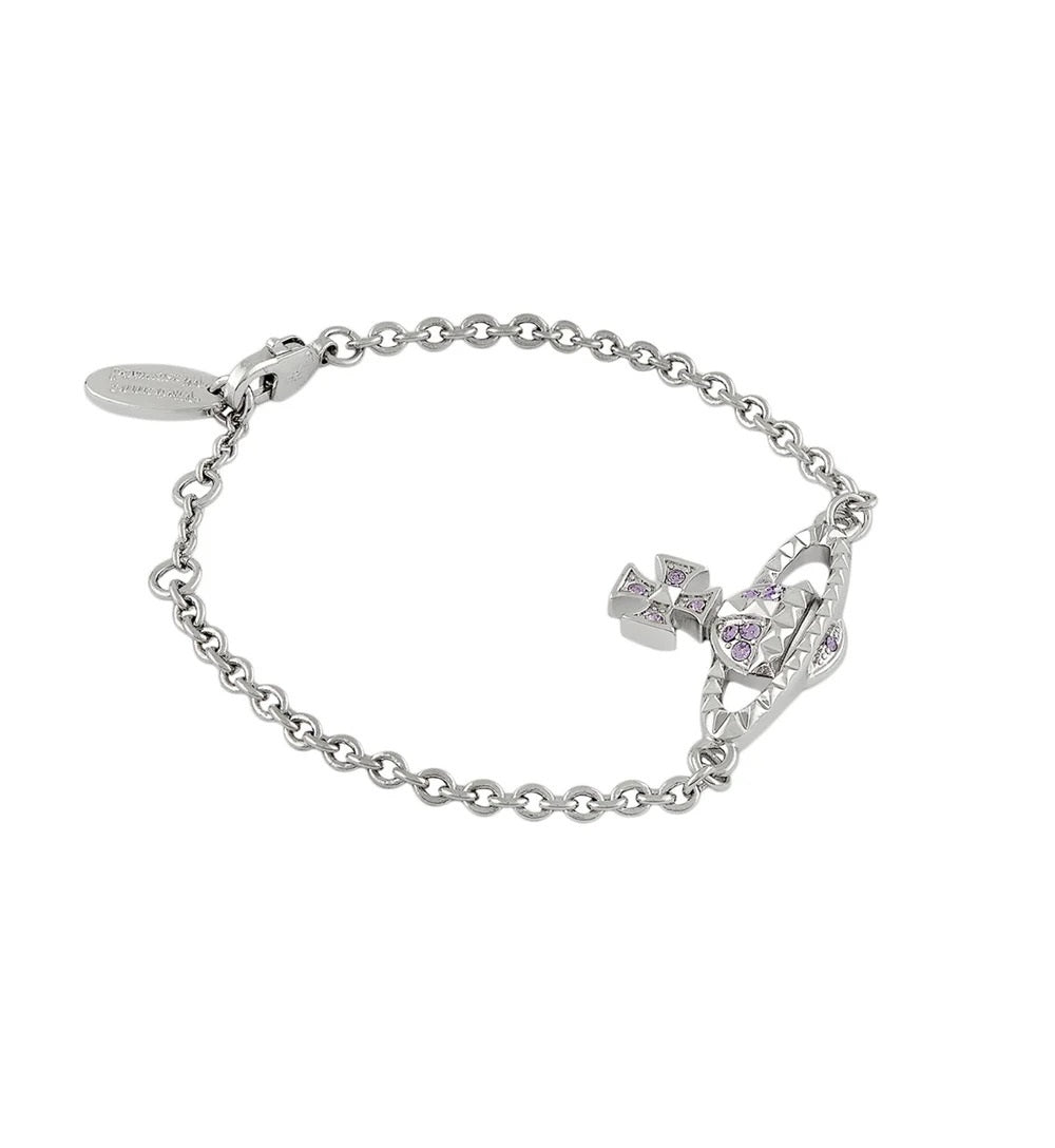 chi tiết VIVIENNE WESTWOOD MAYFAIR BAS RELIEF BRACELET SILVER VIOLET 61020032-02W287-MY