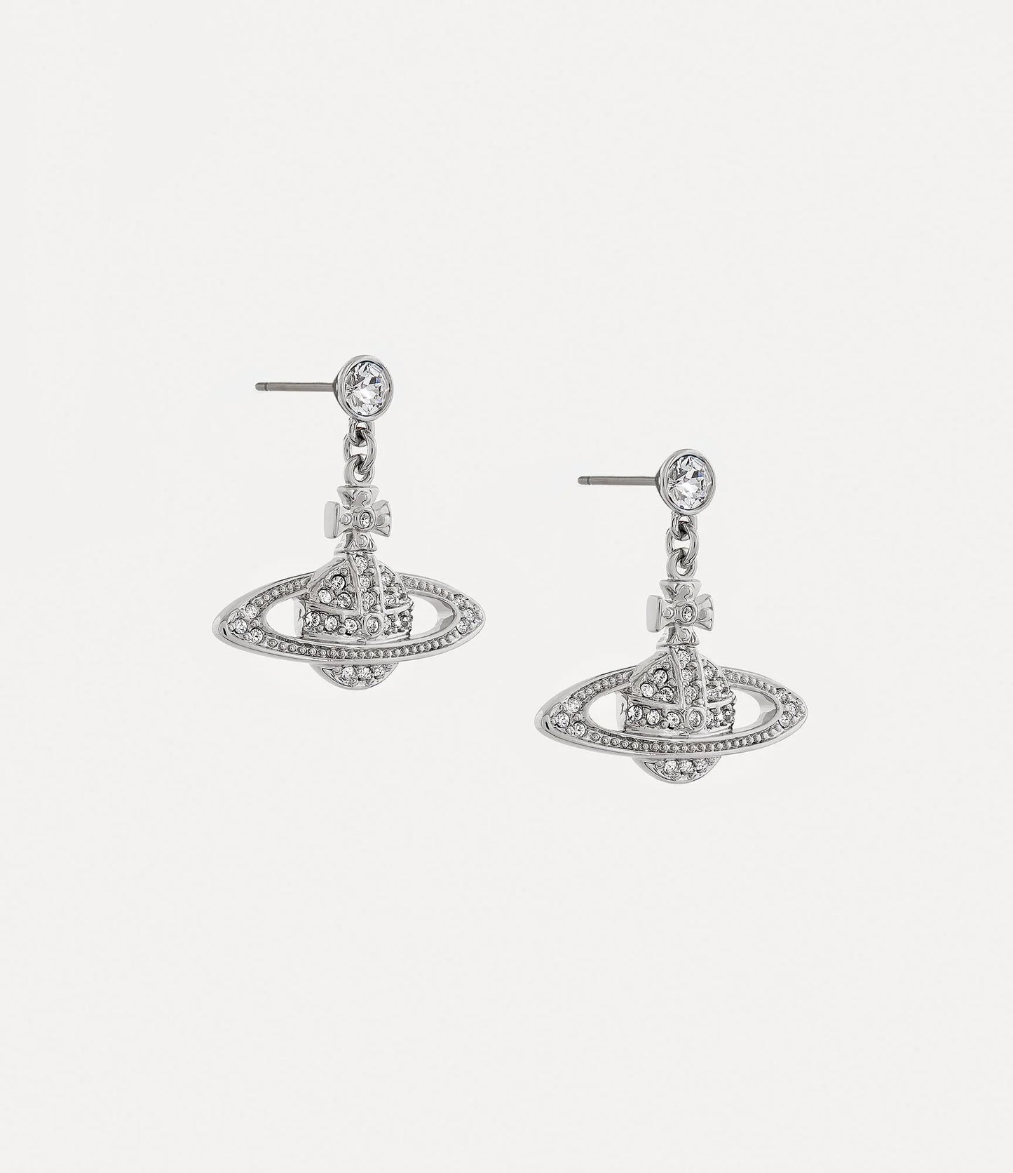 chi tiết VIVIENNE WESTWOOD MINI BAS RELIEF DROP EARRINGS SILVER 62020025-02p116-cn