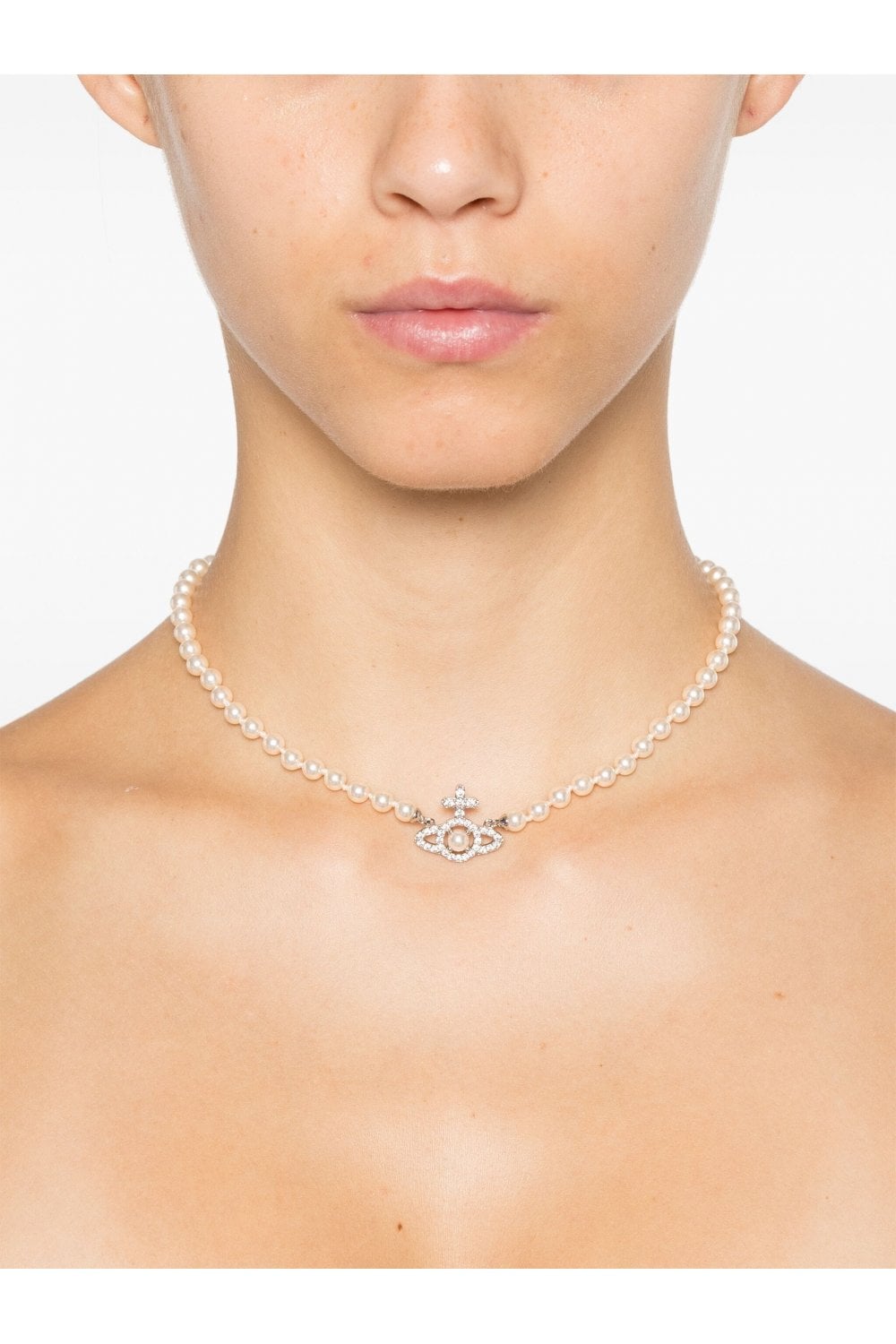 nữ đeo vòng Vivienne Westwood Olympia Pearl Necklace Silver 6301011P-02P583 8053195082988