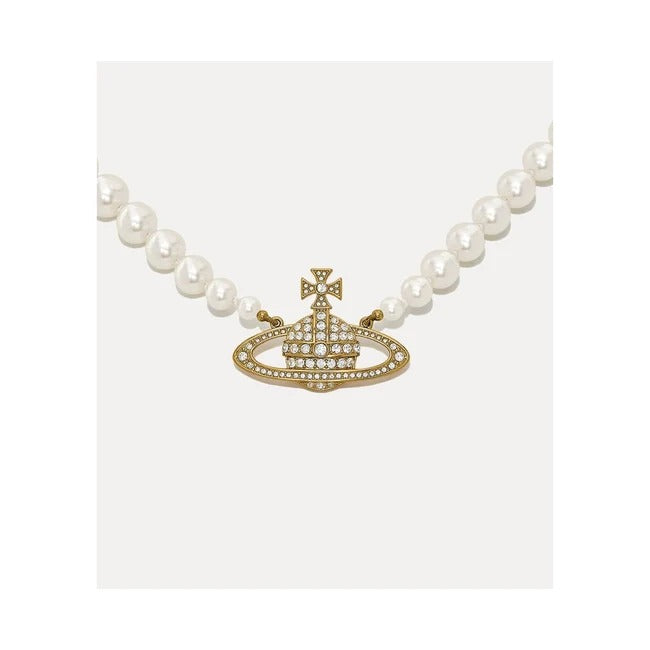 chi tiết VIVIENNE WESTWOOD ONE ROW PEARL BAS RELIEF CHOKER GOLD authentic tại blankroom