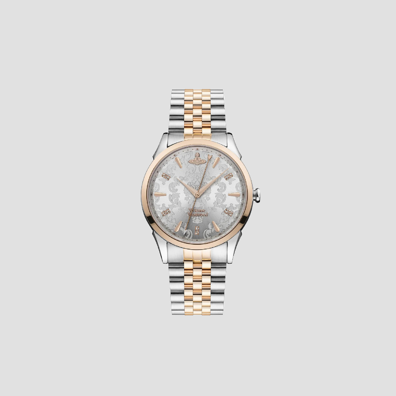 VIVIENNE WESTWOOD WALLACE ROSE GOLD SILVER WATCH VV208RSSL