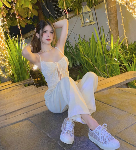 wearing WALK'N'DIOR SNEAKER GRAY DIOR OBLIQUE EMBROIDERED KCK211OBE_S33G