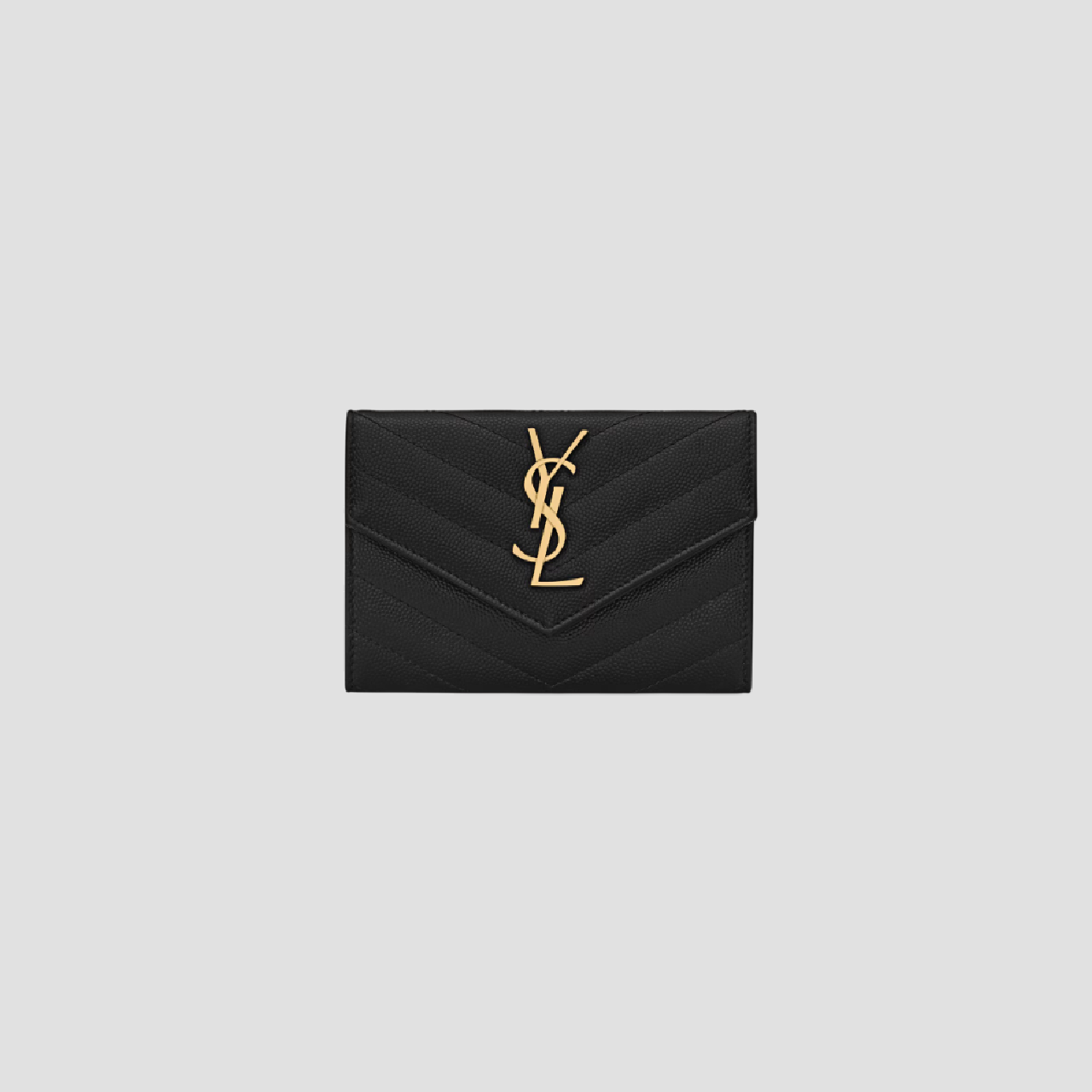 YSL CASSANDRE MATELASSÉ SMALL ENVELOPE WALLET IN GRAIN DE POUDRE EMBOSSED LEATHER 414404BOW011000
