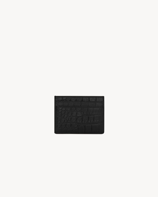 mặt sau ví SAINT LAURENT PARIS CREDIT CARD CASE IN CROCODILE-EMBOSSED LEATHER 375946DZE0E1000
