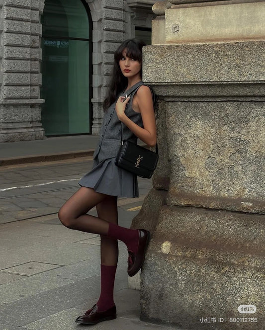 wearing YSL SOLFERINO MEDIUM SATCHEL IN SMOOTH LEATHER BLACK 7110390SX0E1000