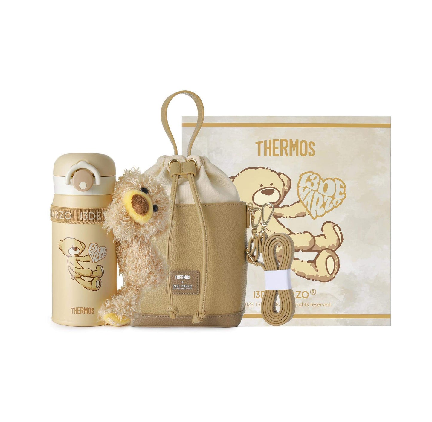 13De Marzo FR24Q88100290 Bear Heart Insulated Cup Apricot 350ml hàng hiệu chính hãng Authentic có tại BlankRoom Hà Nội, Việt Nam