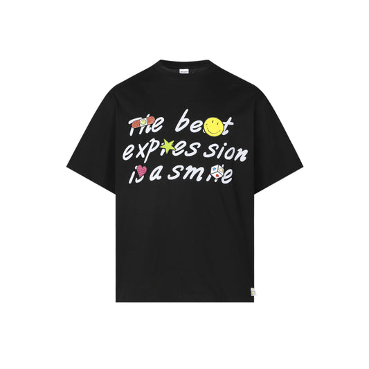 13DE MARZO PALDA BEAR VELCRO PATCH LETTER T-SHIRT BLACK