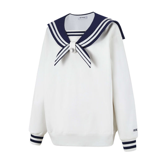 13 De Marzo Sailor Collar Plush Bear Sweater White