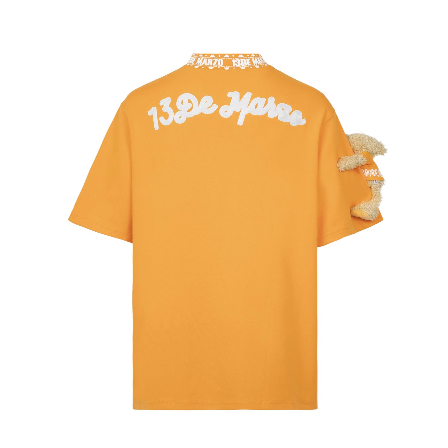 13DE MARZO ARM BEAR PRINTING LOGO T-SHIRT ORANGE