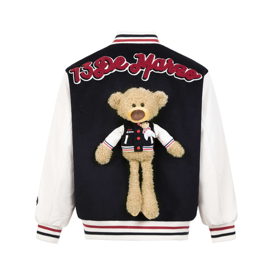 13DE MARZO BEAR WEARING BASEBALL JACKET BLACK