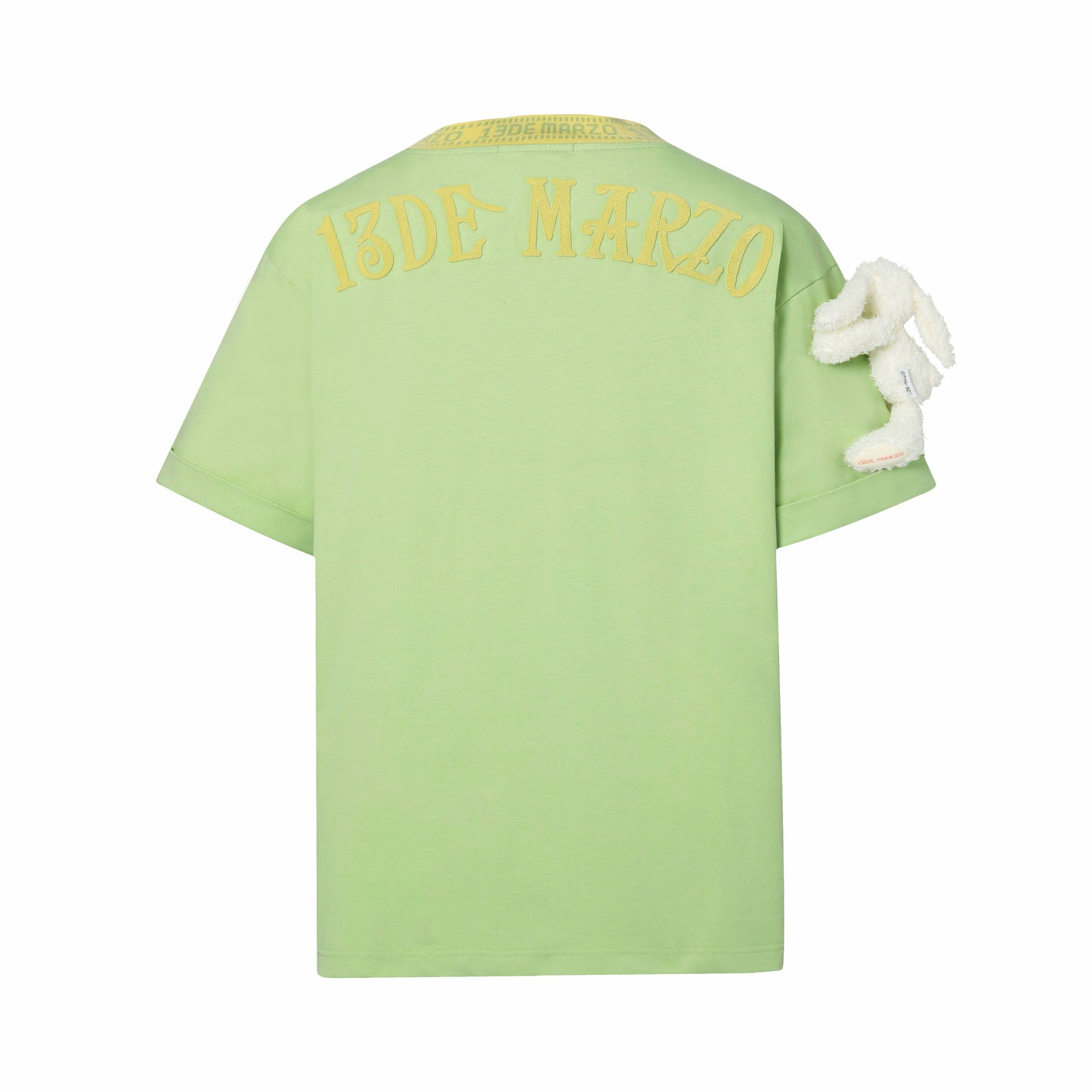 13DE MARZO ROUND NECK STITCH LOGO T-SHIRT GREEN