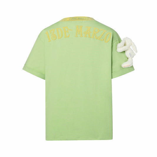 13DE MARZO ROUND NECK STITCH LOGO T-SHIRT GREEN