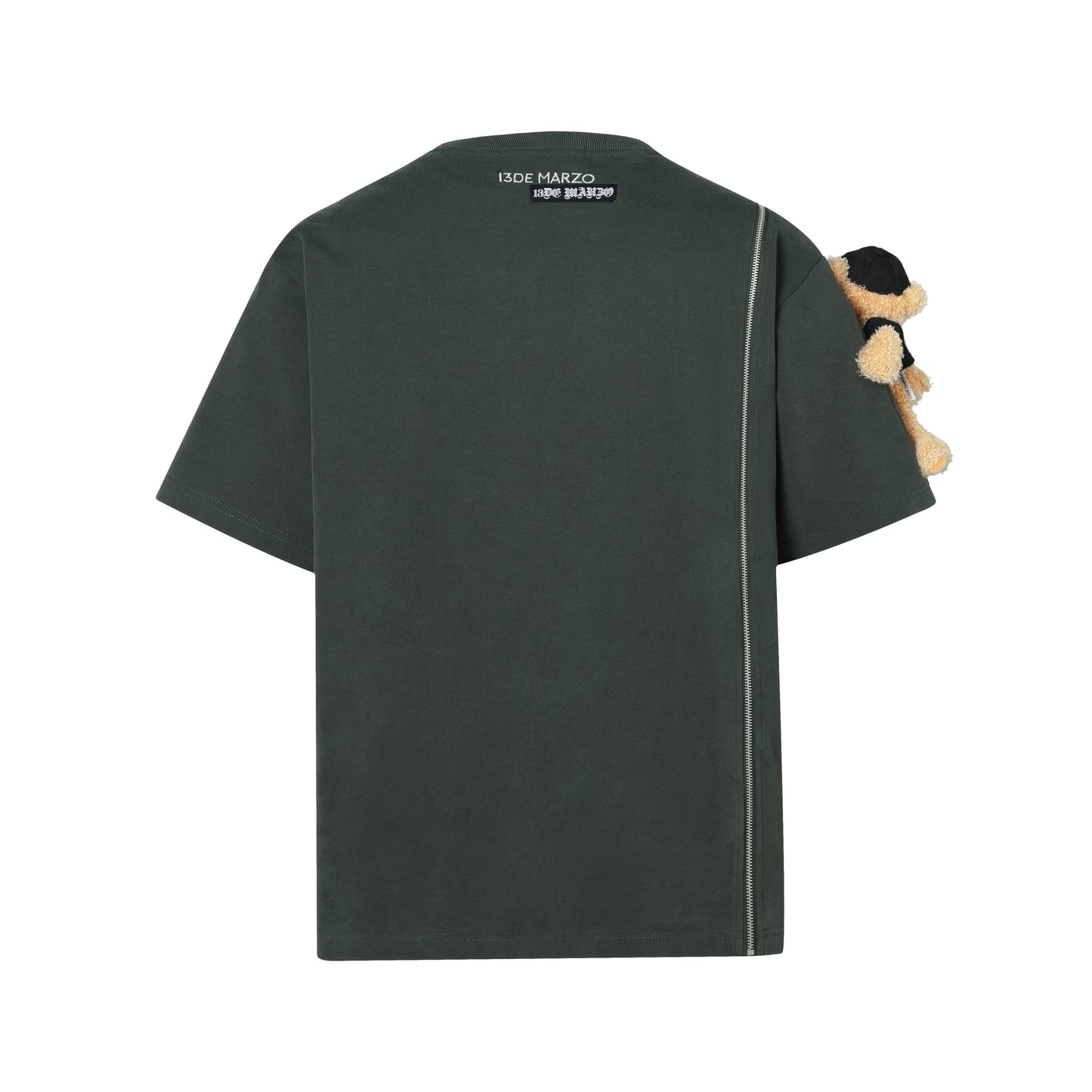 13DE MARZO CLIPPING LOGO BEAR ZIPPER T-SHIRT BLACK