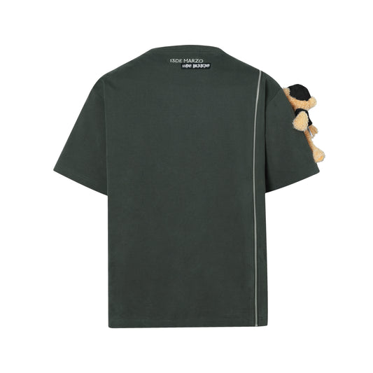 13DE MARZO CLIPPING LOGO BEAR ZIPPER T-SHIRT BLACK