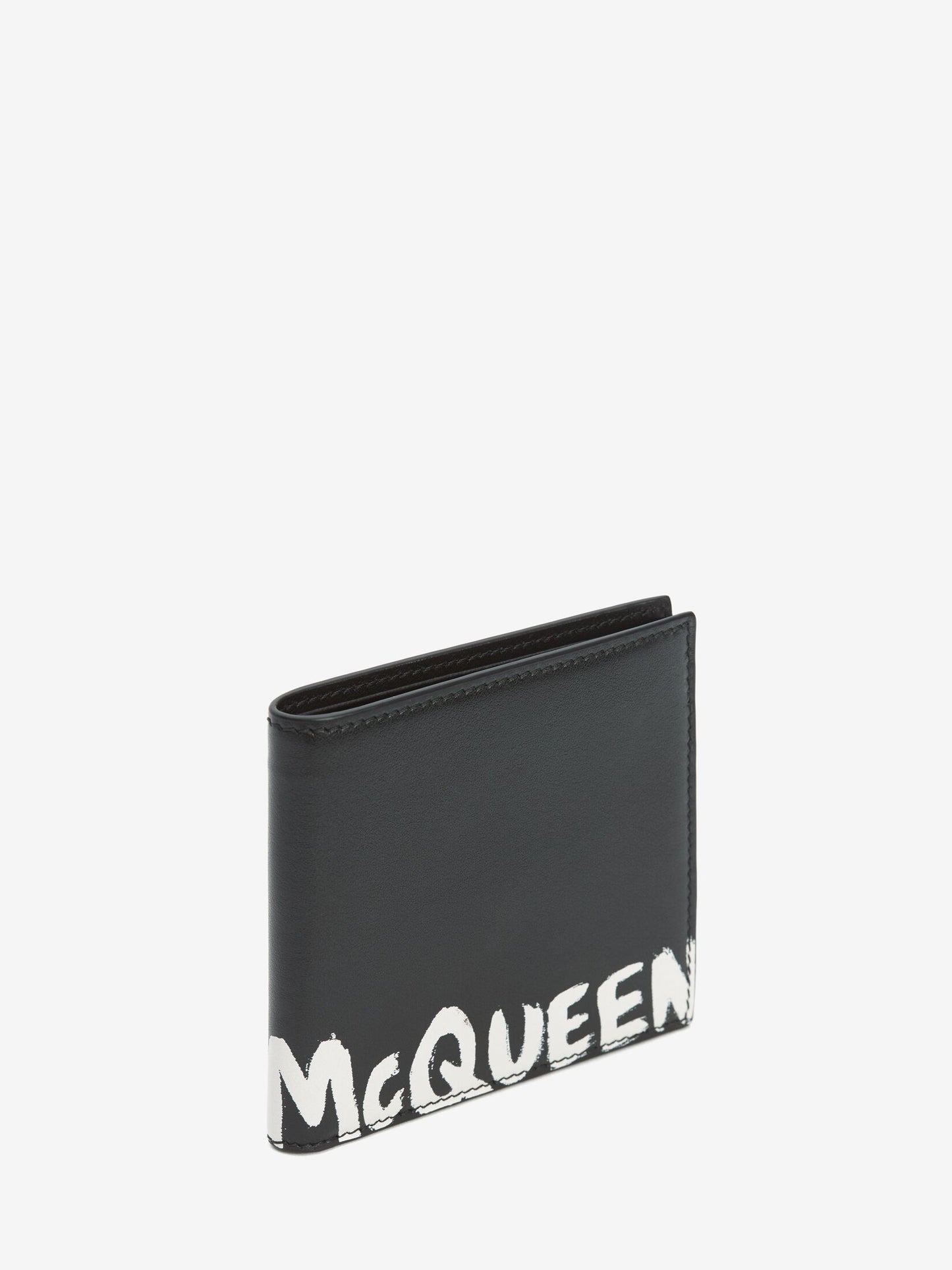 MCQUEEN GRAFFITI BILLFOLD WALLET IN BLACK