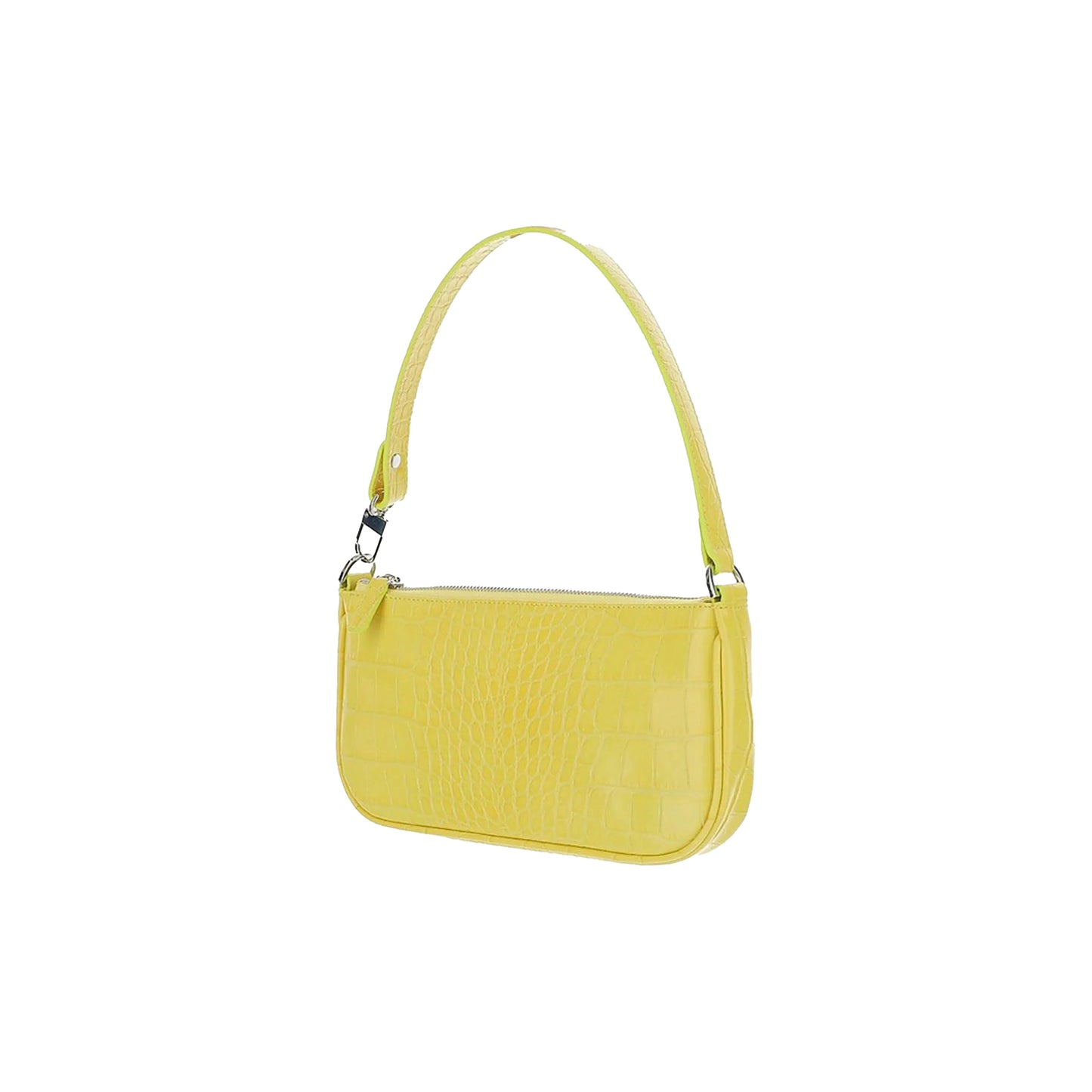 BY FAR YELLOW CROCO EMBOSSED LEATHER RACHEL SHOULDER BAG