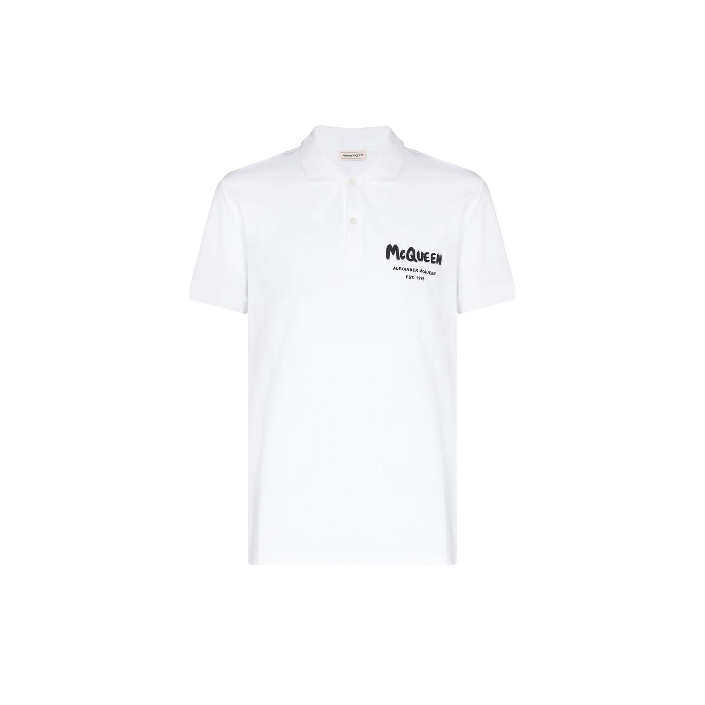 ALEXANDER MCQUEEN GRAFFITI-LOGO POLO SHIRT WHITE