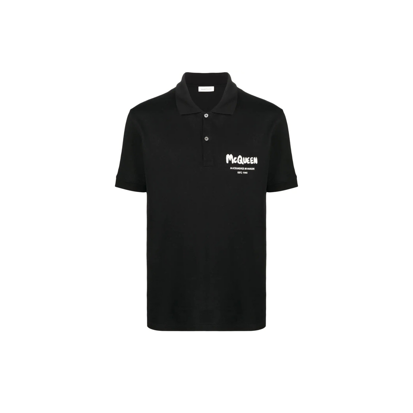 ALEXANDER MCQUEEN GRAFFITI-LOGO POLO SHIRT BLACK