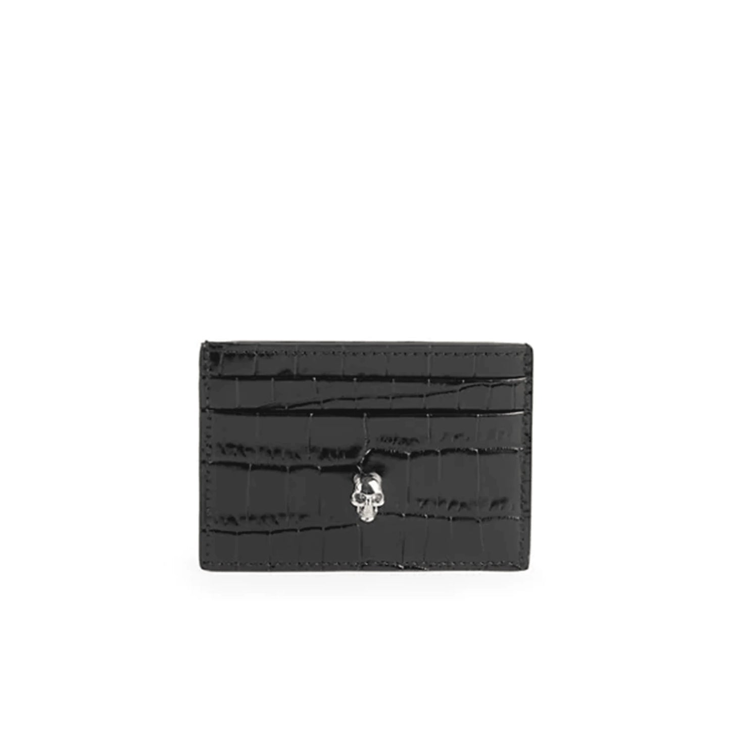 ALEXANDER MCQUEEN SKULL CROC-EMBOSSED LEATHER CARD HOLDER - Blank Room