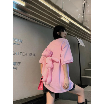 13DE MARZO BEAR T-SHIRT EMBOSSMENT PINK blankroom