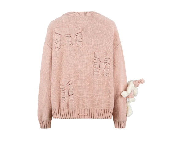 13De Marzo Cardigan Jacquard Rabbit Pink BlankRoom