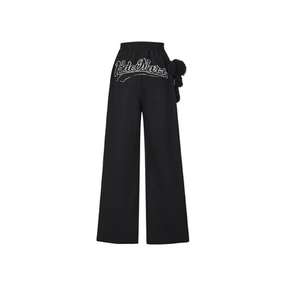 13De Marzo Embroidery Logo Wide Leg Pants Black BlankRoom