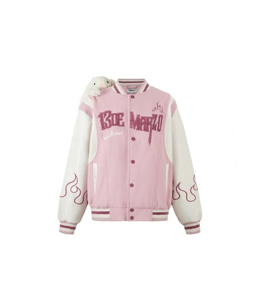 13De Marzo Jacket Baseball Rabbit Pink BlankRoom