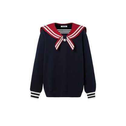 13 De Marzo Sailor Collar Plush Bear Sweater Navy BlankRoom