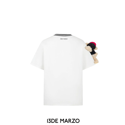 13De Marzo Badge Knit Collar T-Shirt White