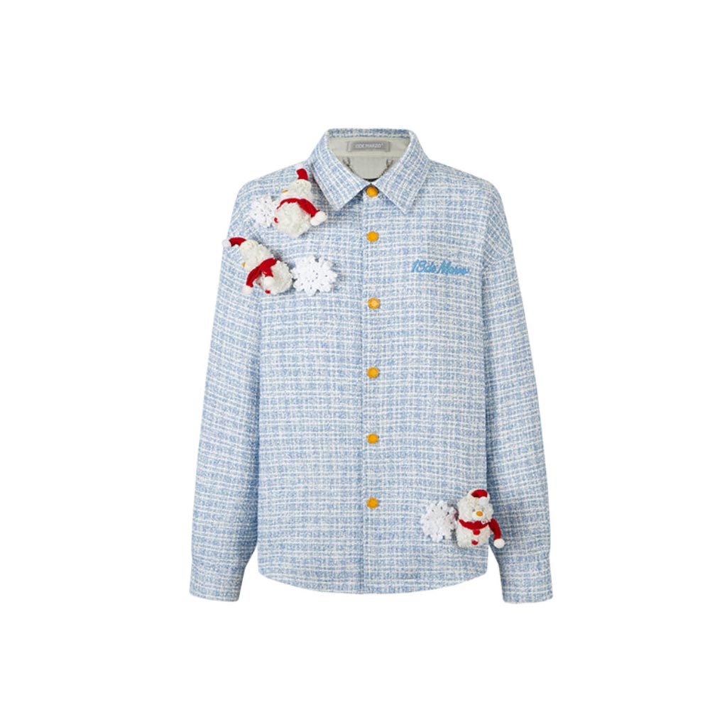 13de marzo christmas snowman bear shirt blue