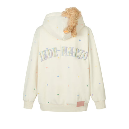 13de marzo colored dots zip up hoodie cream white blank room