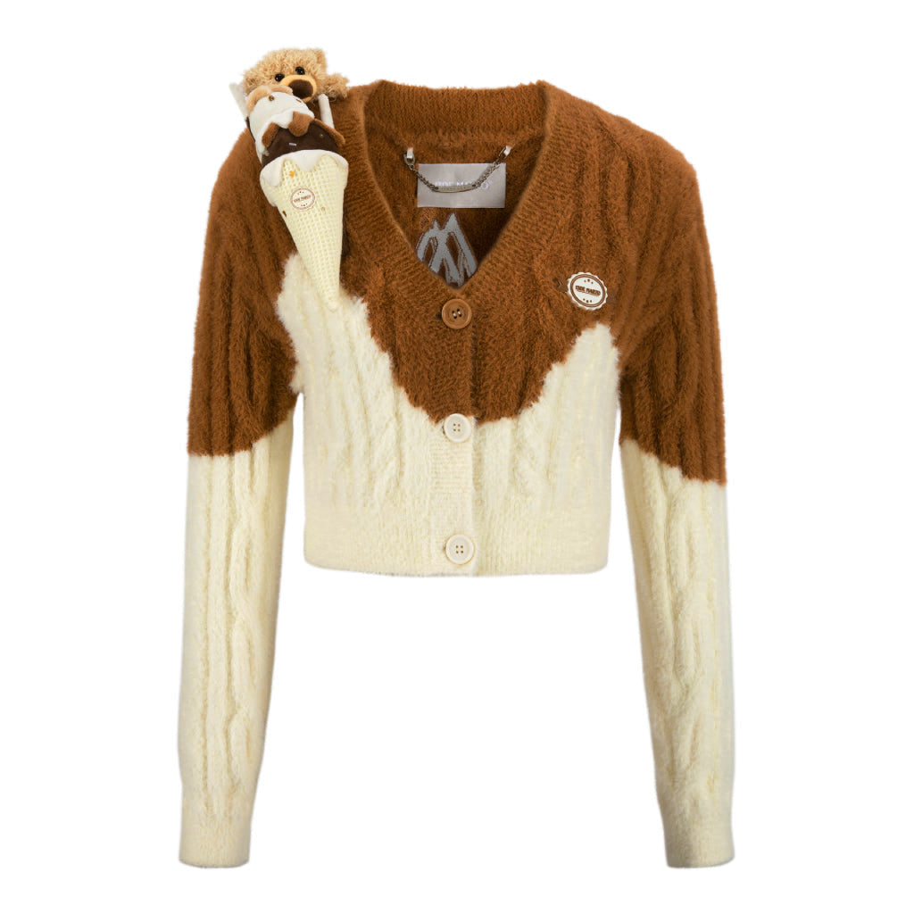 13De Marzo Doozoo Melt Ice Cream Knit Cardigan Brown