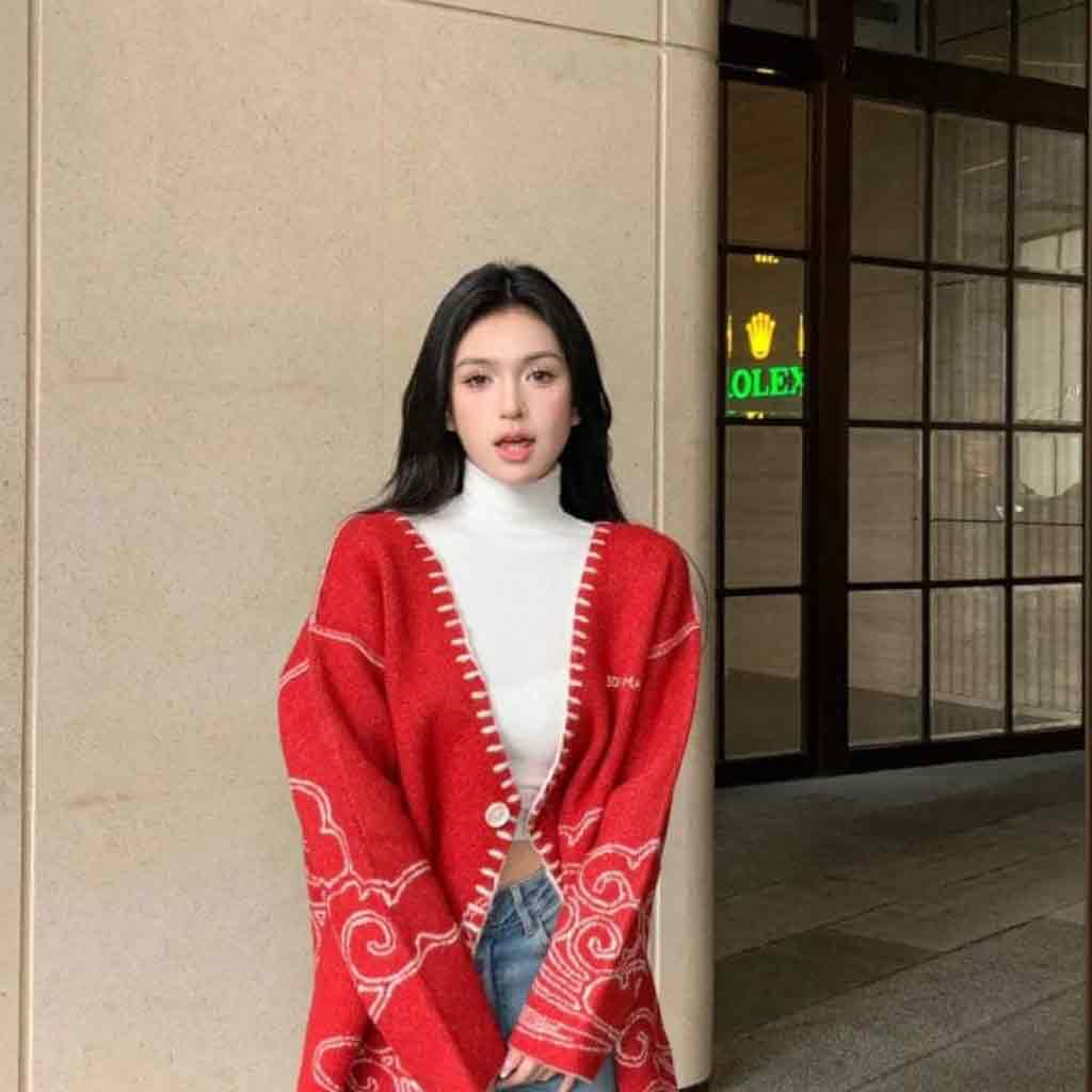 13de marzo dragon year knit cardigan red blank room hà nội