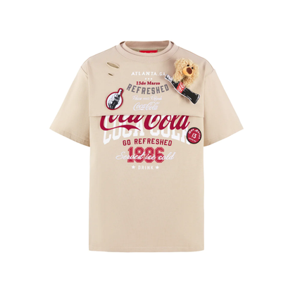 13De Marzo X Coca-Cola Bear Layered Logo T-Shirt Khaki