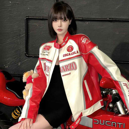 13de marzo x coca-cola bear racing leather jacket red blank room hà nội