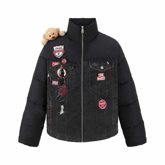 13de marzo x coca-cola denim patch down jacket