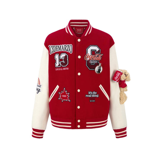 13de marzo x coca-cola bear baseball jacket red